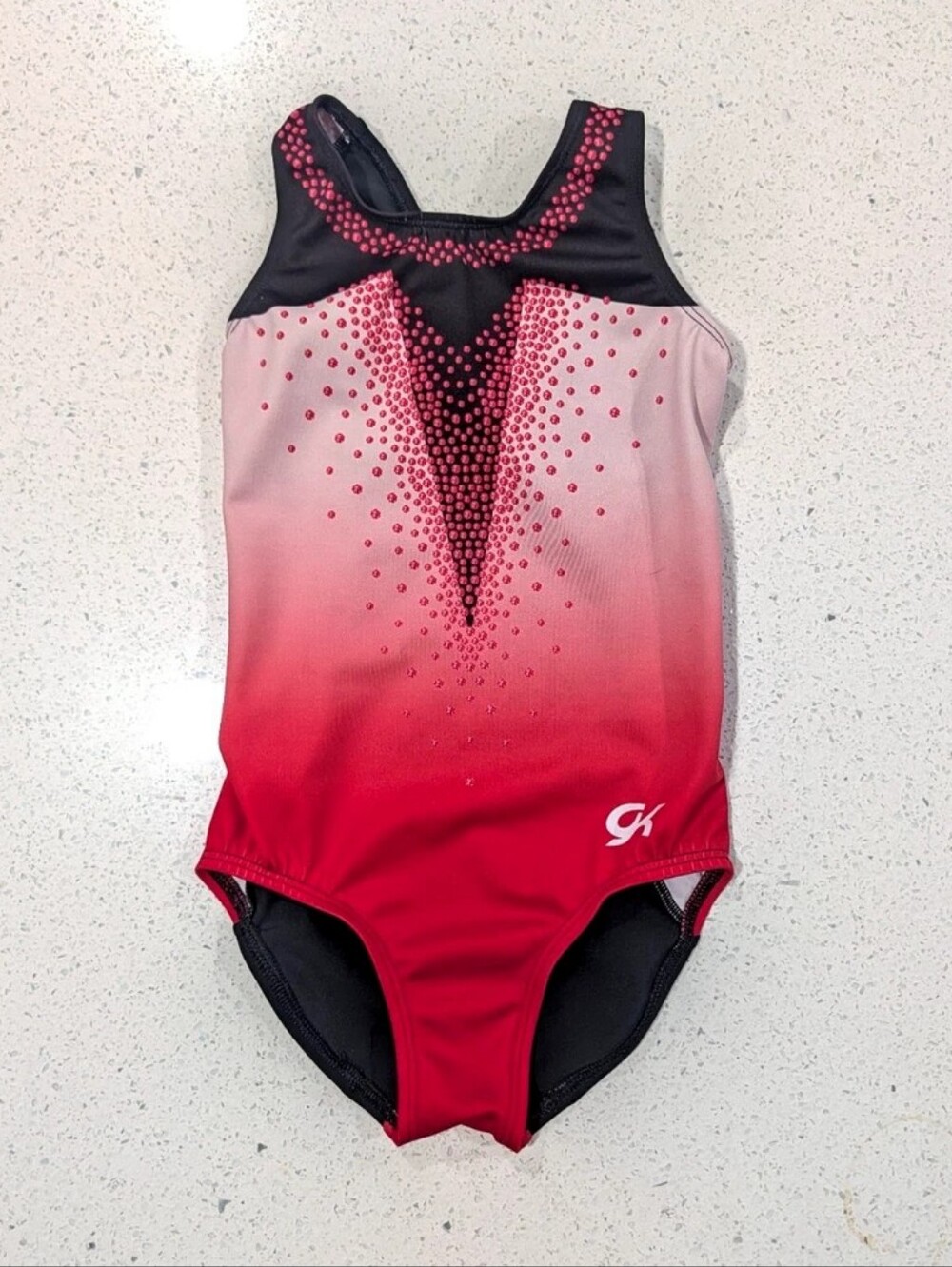 BEAUTIFUL GK Elite Child Medium DAZZLING DIAMONDS Gymnastics Dance Leotard Ombre